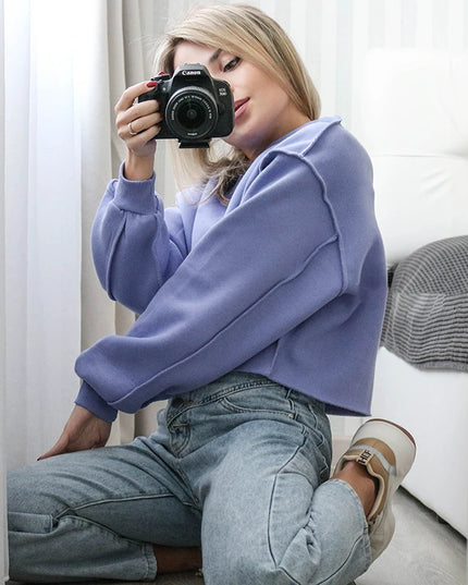 Vintage High Quality Oversized Women Sweatshirt Hoodies Casual Loose Vintage Long Sleeve Harajuku Streetwear Crop Pullover