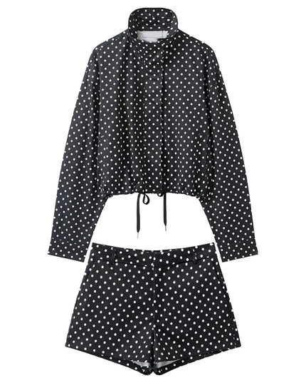 Chic Polka Dot Turtleneck Jacket