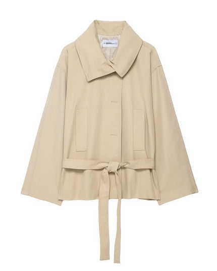 Chic Summer Set: Elegant Turn-Down Collar Jacket & Shorts
