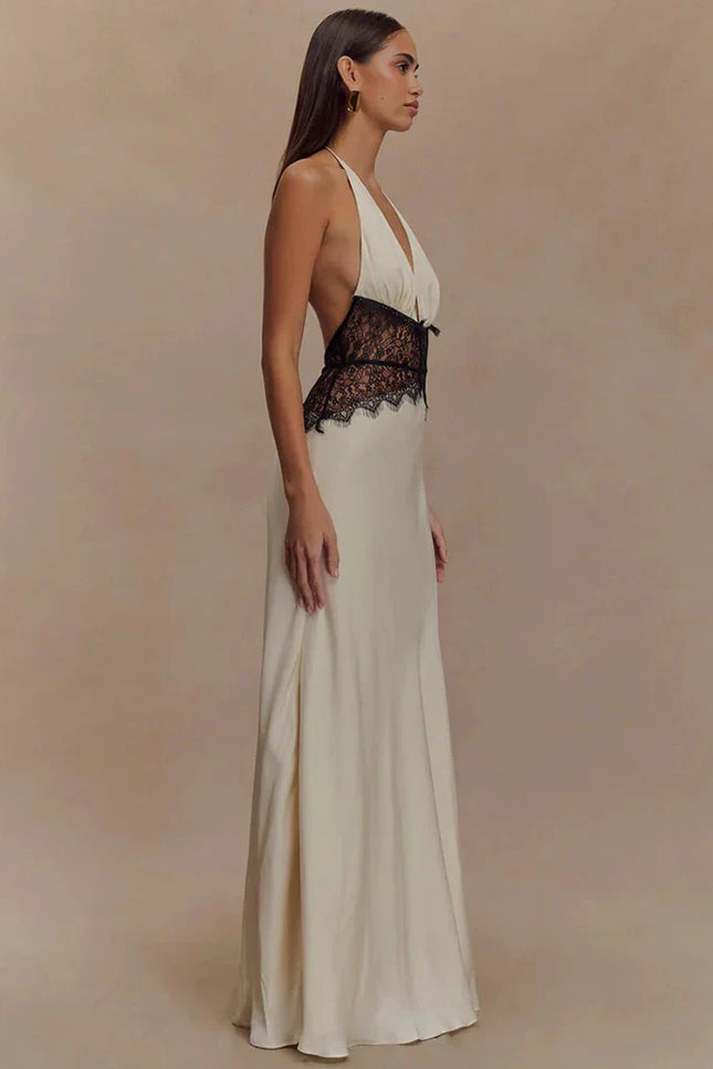 Chic Maxi Dress Elegant Backless Halter Gown