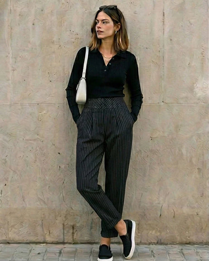Chic High Waist Wide Leg Trousers