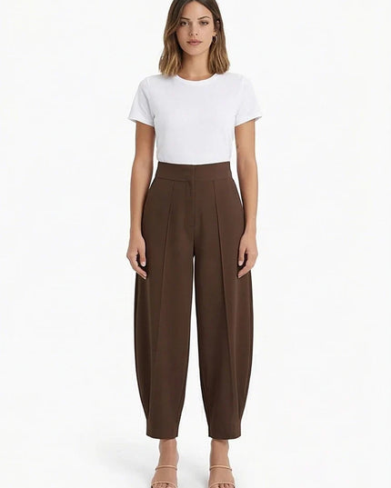 Willshela Women Fashion Solid Front Zipper Pleated Wide Leg Pants Vintage High Waist Full Length Female Chic Lady Trousers