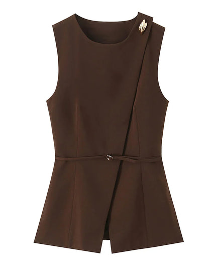 Chic Women's Set Elegant Brown Suit