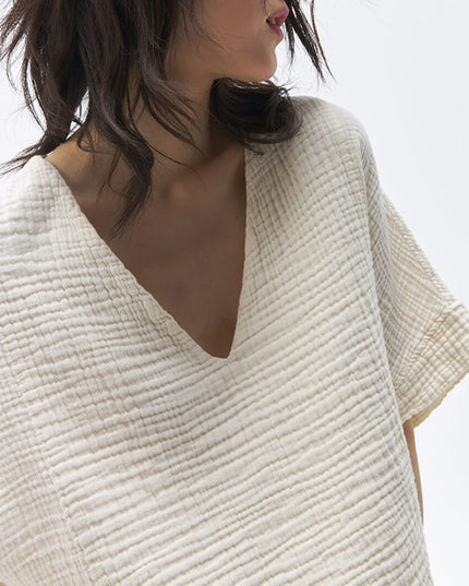 100% Cotton Oversized T-Shirt For Women Sexy V-Neck Short Sleeve Tee Streetwear Top Women Pulovers Vintage Clothes Camisetas