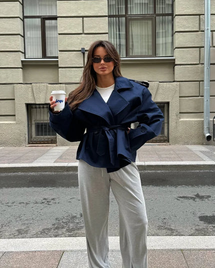 V-neck Belt Trench Coat: Chic & Versatile Style