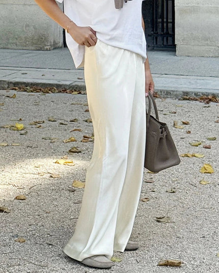 Chic Satin Wide-Leg Pants for Trendy Women