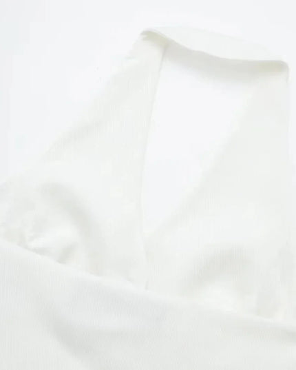 Chic Office Suit - Elegant Halter Vest & Trousers