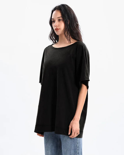 100% Cotton Retro Simple Women's T-Shirt 2025 Summer New Short-Sleeved T-Shirts Loose Round Neck Pullover Tops Female Clothing