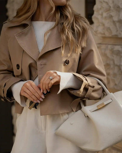 Chic Cropped Trench - Timeless Elegance
