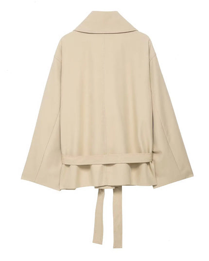 Chic Summer Set: Elegant Turn-Down Collar Jacket & Shorts
