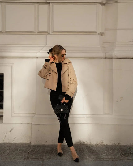 Chic Cropped Trench - Timeless Elegance