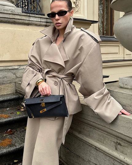 V-neck Belt Trench Coat: Chic & Versatile Style