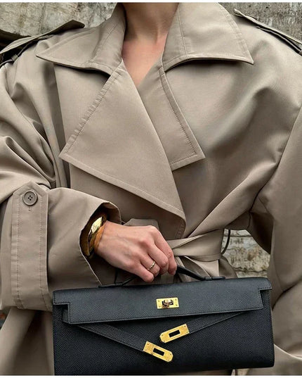 V-neck Belt Trench Coat: Chic & Versatile Style