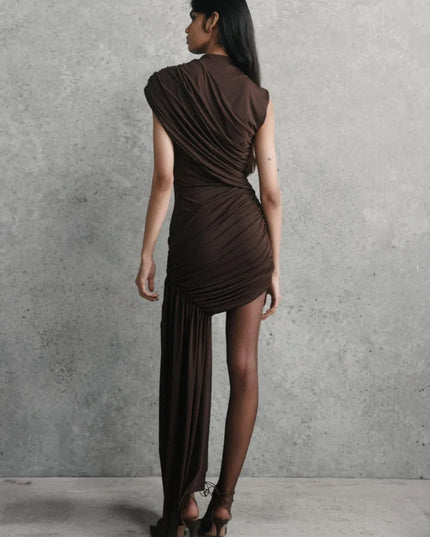 Draped Mini Dress Coffee