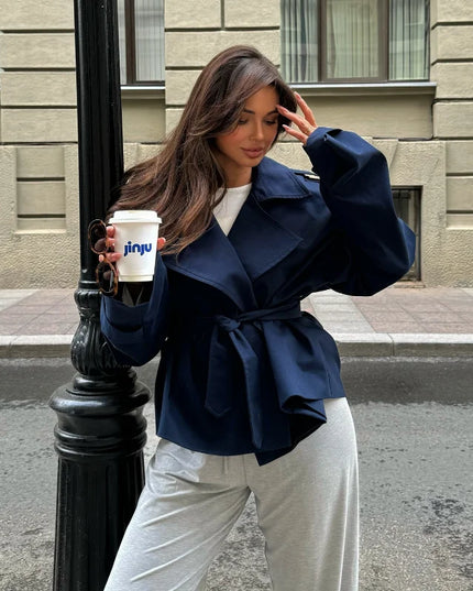 V-neck Belt Trench Coat: Chic & Versatile Style