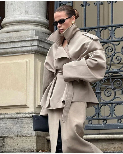 V-neck Belt Trench Coat: Chic & Versatile Style