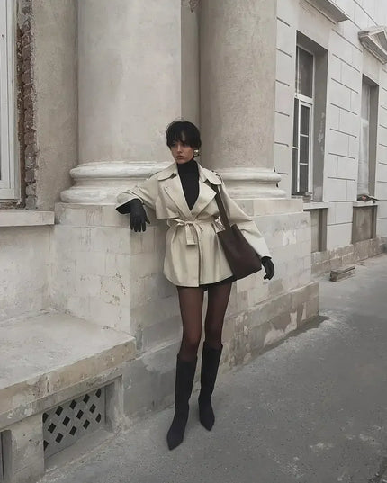V-neck Belt Trench Coat: Chic & Versatile Style