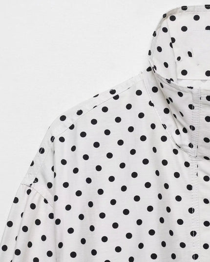 Chic Polka Dot Turtleneck Jacket