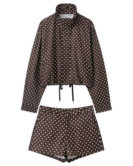 Chic Polka Dot Turtleneck Jacket