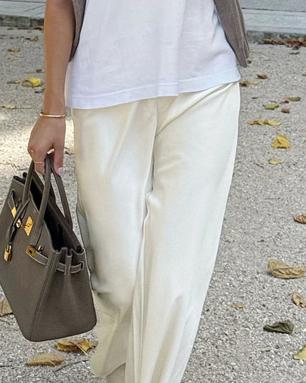 Chic Satin Wide-Leg Pants for Trendy Women