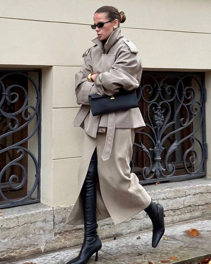 V-neck Belt Trench Coat: Chic & Versatile Style