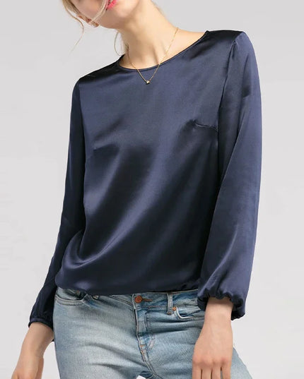 2022 New Spring Autumn Satin Woman Tshirts Vintage Long Sleeve Harajuku Shirts For Women Sexy Tops  Female Clothing