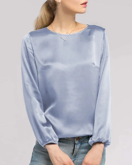 2022 New Spring Autumn Satin Woman Tshirts Vintage Long Sleeve Harajuku Shirts For Women Sexy Tops  Female Clothing