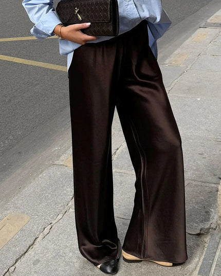 Chic Satin Wide-Leg Pants for Trendy Women