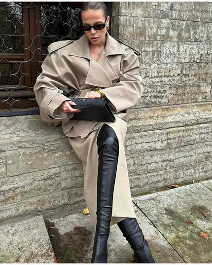 V-neck Belt Trench Coat: Chic & Versatile Style