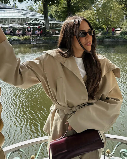 Chic Summer Set: Elegant Turn-Down Collar Jacket & Shorts