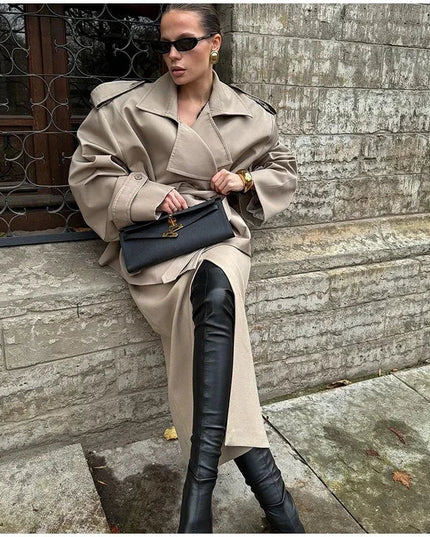 V-neck Belt Trench Coat: Chic & Versatile Style