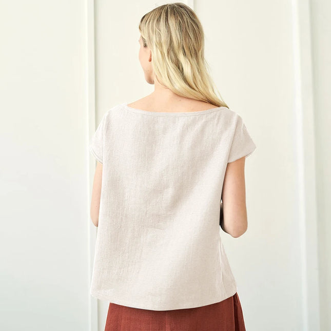 Newly 100% Linen Women's T-Shirt Casual Loose O-Neck Short Sleeve Tees Basic Streetwear Tops Summer Clothes For Women