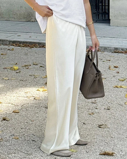 Chic Satin Wide-Leg Pants for Trendy Women