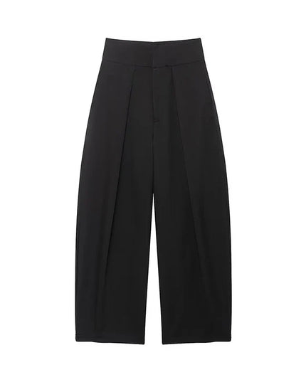 Willshela Women Fashion Solid Front Zipper Pleated Wide Leg Pants Vintage High Waist Full Length Female Chic Lady Trousers