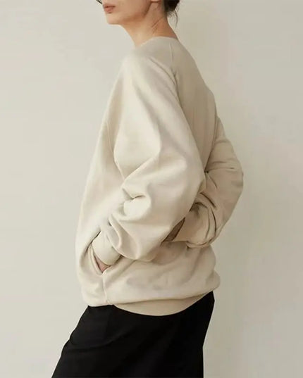 Women's Casual Cotton Oversized Sweatshirt Long Sleeve Solid Jogger Hoodie Korean Style Streetwear Pullover Shirt