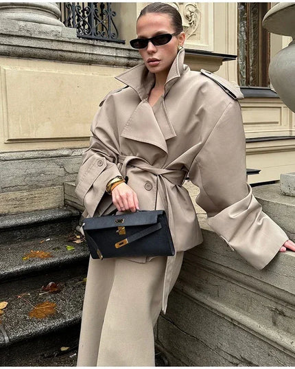 V-neck Belt Trench Coat: Chic & Versatile Style