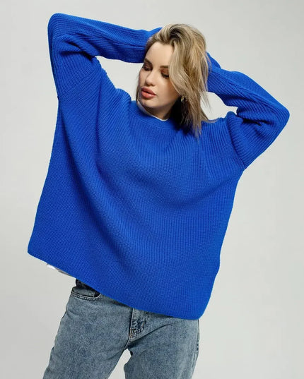 Women's Basic Solid Color Round Neck Sweater 2025 Autumn New Casual Loose Chic Knit Pullover Sweaters Pull Femme