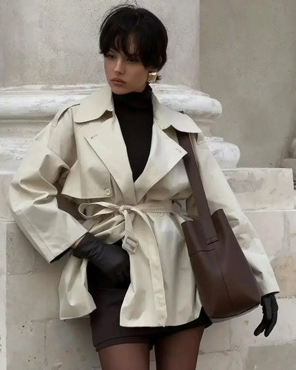 V-neck Belt Trench Coat: Chic & Versatile Style