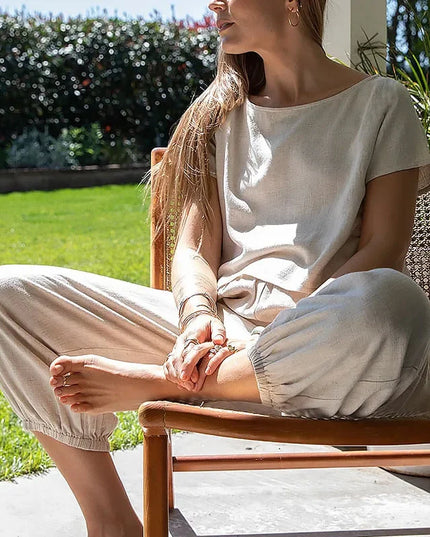 100% Linen Women'S T-Shirt Causal Solid Short Sleeve Tee Harajuku Basic All Match Shirts Female Camisetas Blusa Mujer