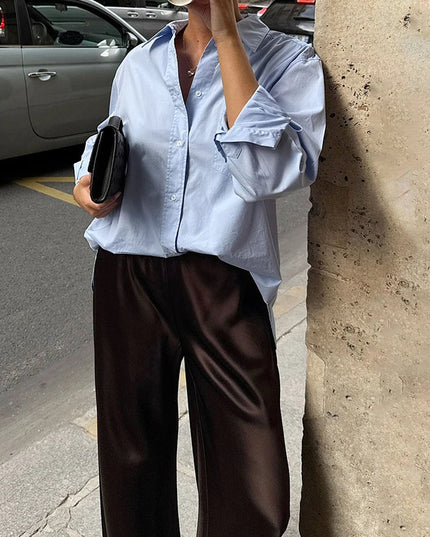Chic Satin Wide-Leg Pants for Trendy Women