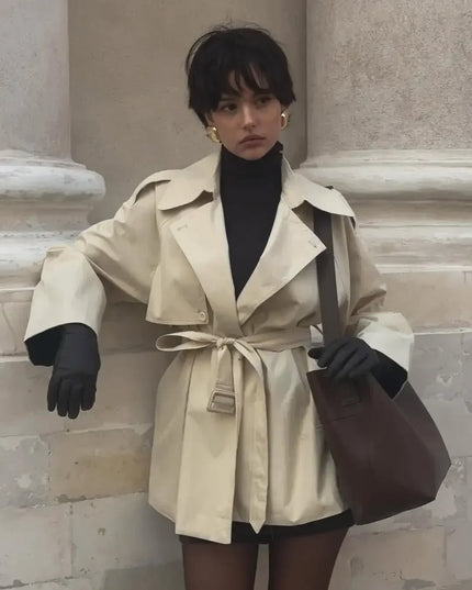V-neck Belt Trench Coat: Chic & Versatile Style