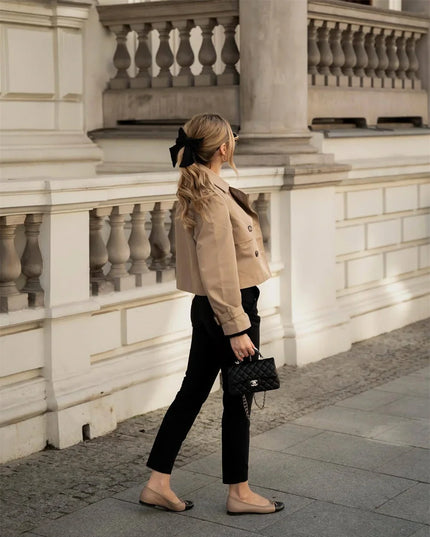 Chic Cropped Trench - Timeless Elegance