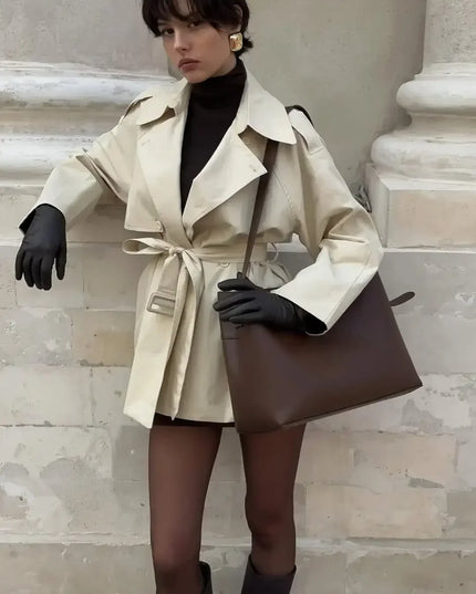 V-neck Belt Trench Coat: Chic & Versatile Style