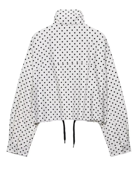 Chic Polka Dot Turtleneck Jacket