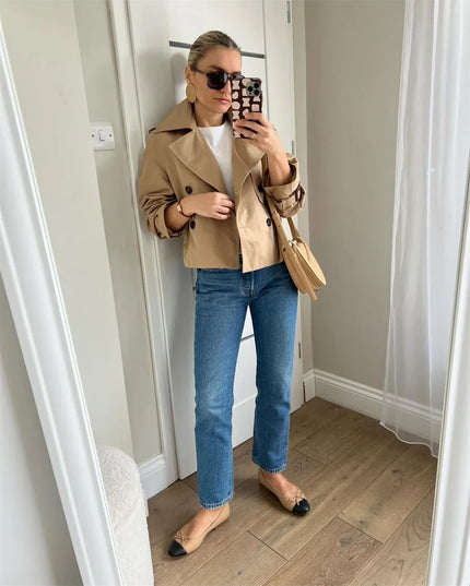 Chic Cropped Trench - Timeless Elegance