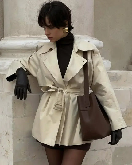 V-neck Belt Trench Coat: Chic & Versatile Style