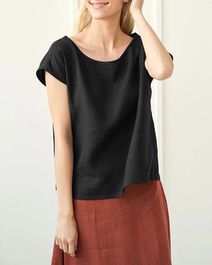 Newly 100% Linen Women's T-Shirt Casual Loose O-Neck Short Sleeve Tees Basic Streetwear Tops Summer Clothes For Women