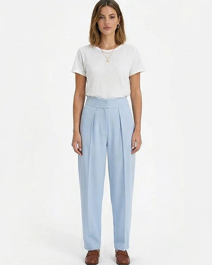Willshela Women Fashion Solid Front Zipper Pleated Wide Leg Pants Vintage High Waist Full Length Female Chic Lady Trousers