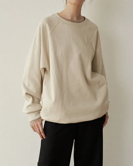 Women's Casual Cotton Oversized Sweatshirt Long Sleeve Solid Jogger Hoodie Korean Style Streetwear Pullover Shirt