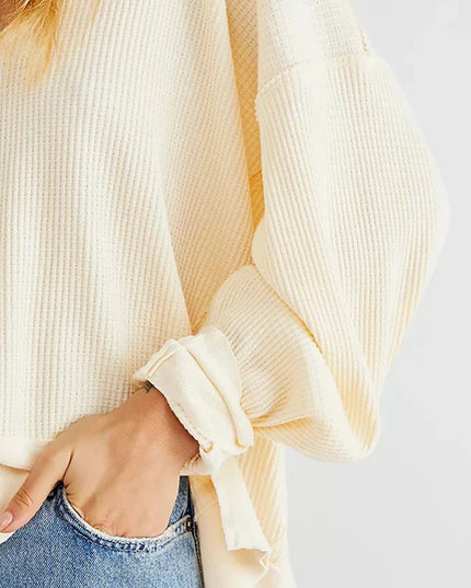 Chic Elegant Knitted Women Sweatshirts Cotton Waffle Sexy V-Neck Open Side Female Hooded Pullovers Streetwear Oversized Hoodies